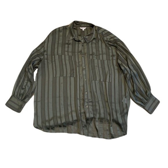 Reitmans Green Striped Silky Blouse - Size 2X - Picture 1 of 9